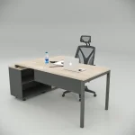 Ear Desk Oak (160cm with Bottom Shelf)